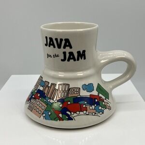 Vtg 1990s Feltman Langer Java for the Jam Coffee Mug Cup Kitschy Quirky Dopamine